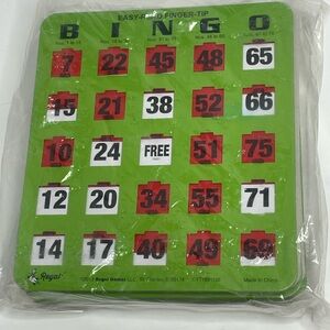 Regal Bingo Cards with Sliding Windows Reusable Large Print 10 Pack NWT Green